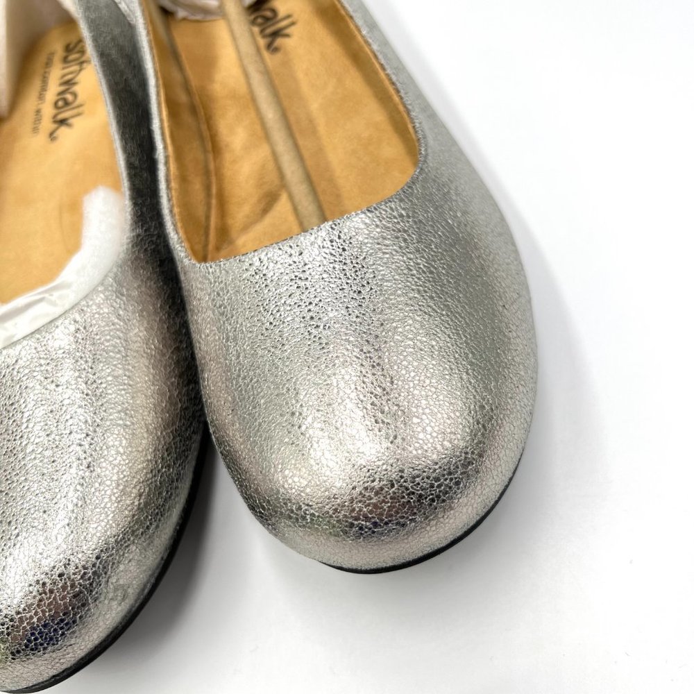 Softwalk Size 9 Sonoma Platinum Silver Leather Comfort Ballet Flats Shoes 9M New - Picture 5 of 14
